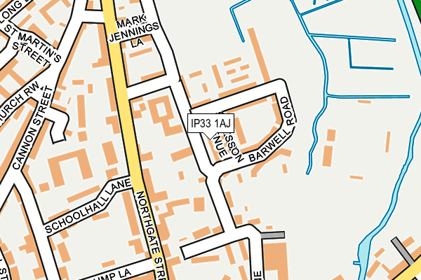 IP33 1AJ map - OS OpenMap – Local (Ordnance Survey)
