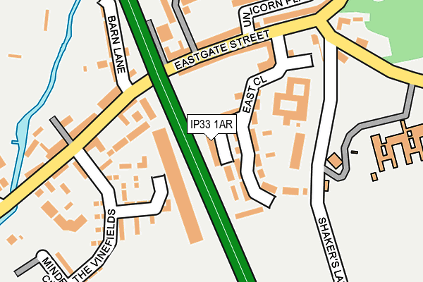 IP33 1AR map - OS OpenMap – Local (Ordnance Survey)