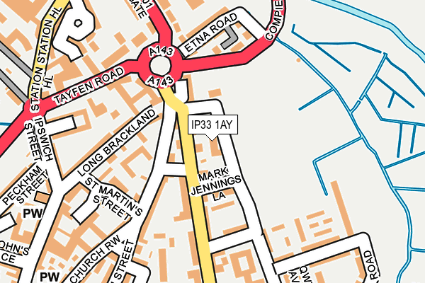 IP33 1AY map - OS OpenMap – Local (Ordnance Survey)