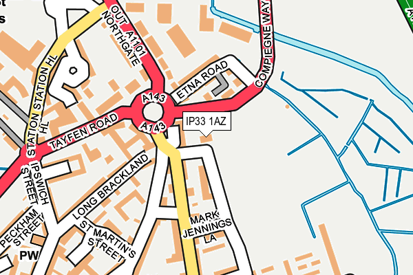 IP33 1AZ map - OS OpenMap – Local (Ordnance Survey)