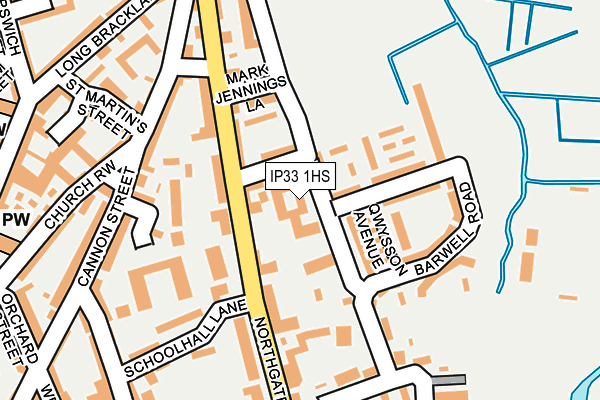 IP33 1HS map - OS OpenMap – Local (Ordnance Survey)