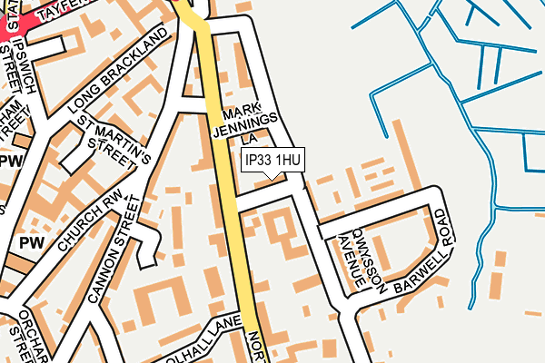 IP33 1HU map - OS OpenMap – Local (Ordnance Survey)