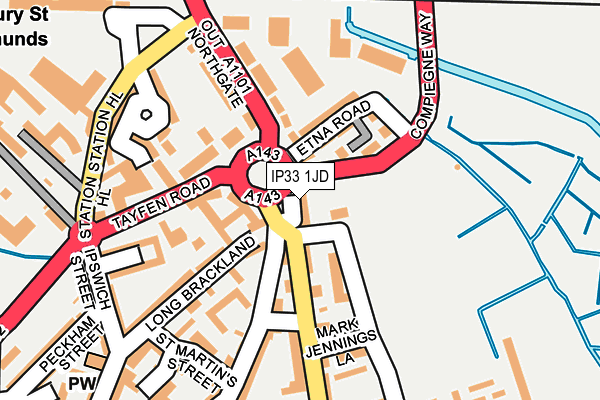 IP33 1JD map - OS OpenMap – Local (Ordnance Survey)