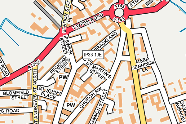 IP33 1JE map - OS OpenMap – Local (Ordnance Survey)