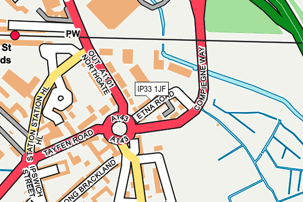 IP33 1JF map - OS OpenMap – Local (Ordnance Survey)