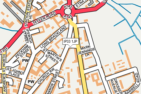 IP33 1JP map - OS OpenMap – Local (Ordnance Survey)