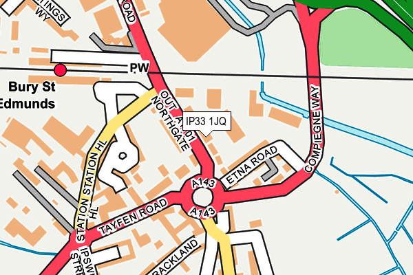 IP33 1JQ map - OS OpenMap – Local (Ordnance Survey)