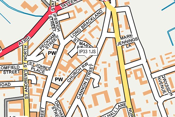 IP33 1JS map - OS OpenMap – Local (Ordnance Survey)