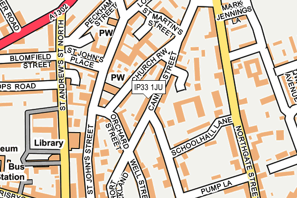 IP33 1JU map - OS OpenMap – Local (Ordnance Survey)