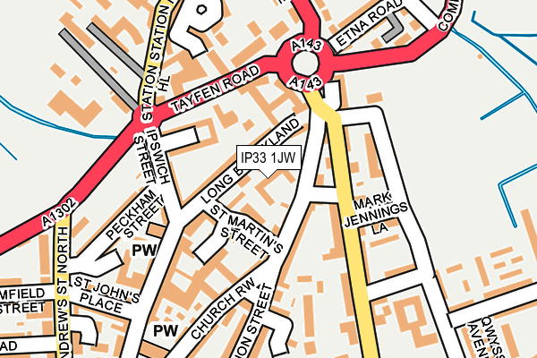 IP33 1JW map - OS OpenMap – Local (Ordnance Survey)