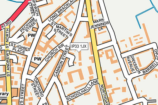 IP33 1JX map - OS OpenMap – Local (Ordnance Survey)