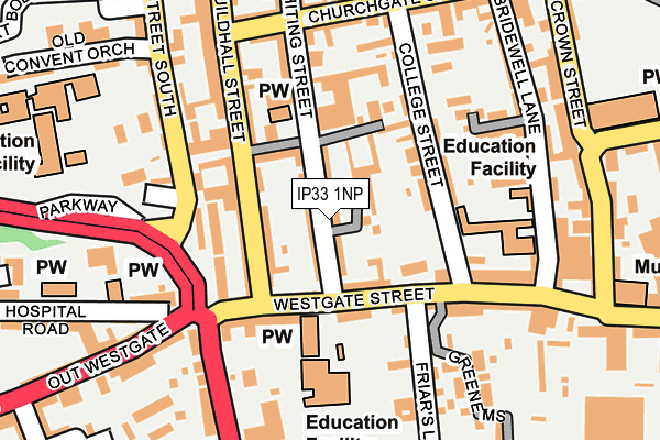 IP33 1NP map - OS OpenMap – Local (Ordnance Survey)