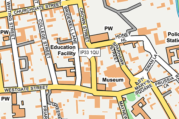 IP33 1QU map - OS OpenMap – Local (Ordnance Survey)