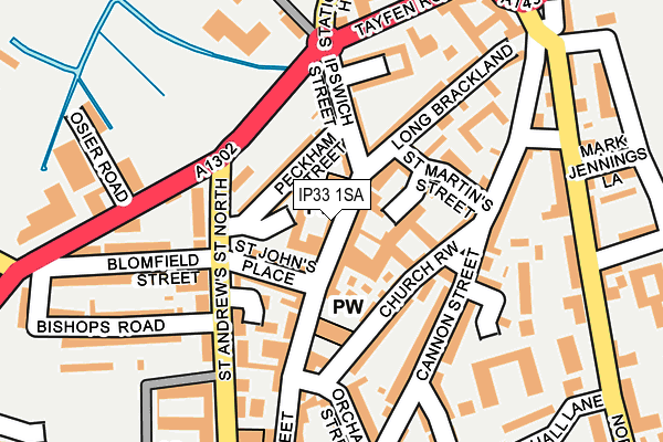 IP33 1SA map - OS OpenMap – Local (Ordnance Survey)