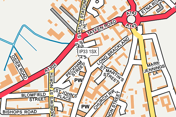 IP33 1SX map - OS OpenMap – Local (Ordnance Survey)