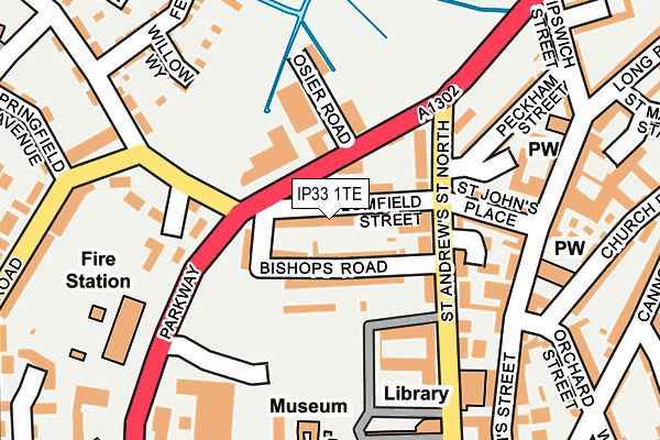 IP33 1TE map - OS OpenMap – Local (Ordnance Survey)