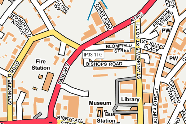 IP33 1TG map - OS OpenMap – Local (Ordnance Survey)