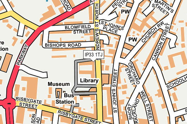 IP33 1TJ map - OS OpenMap – Local (Ordnance Survey)