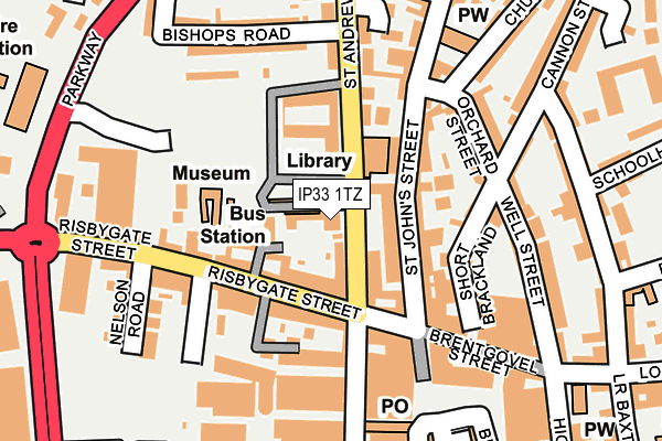 IP33 1TZ map - OS OpenMap – Local (Ordnance Survey)
