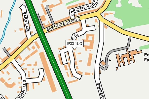 IP33 1UQ map - OS OpenMap – Local (Ordnance Survey)