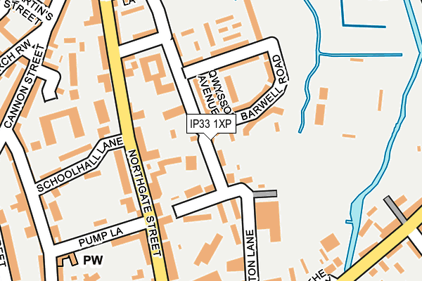 IP33 1XP map - OS OpenMap – Local (Ordnance Survey)