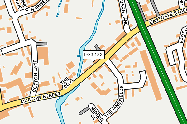 IP33 1XX map - OS OpenMap – Local (Ordnance Survey)