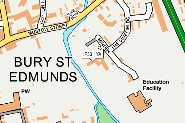 IP33 1YA map - OS OpenMap – Local (Ordnance Survey)