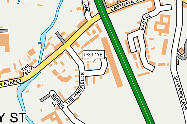 IP33 1YE map - OS OpenMap – Local (Ordnance Survey)