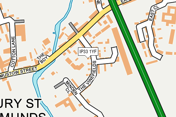 IP33 1YF map - OS OpenMap – Local (Ordnance Survey)