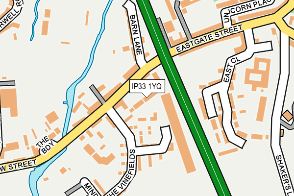 IP33 1YQ map - OS OpenMap – Local (Ordnance Survey)