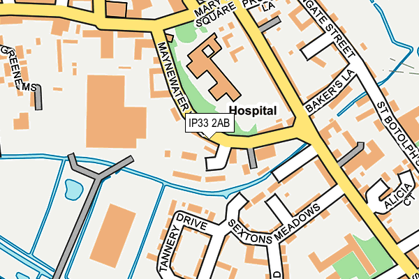 IP33 2AB map - OS OpenMap – Local (Ordnance Survey)