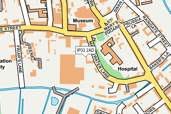 IP33 2AD map - OS OpenMap – Local (Ordnance Survey)