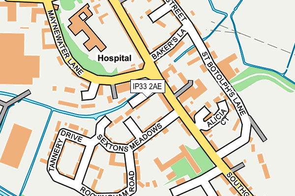 IP33 2AE map - OS OpenMap – Local (Ordnance Survey)