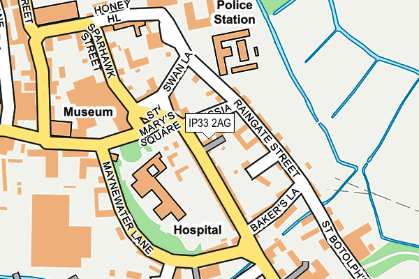 IP33 2AG map - OS OpenMap – Local (Ordnance Survey)