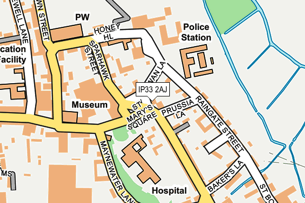 IP33 2AJ map - OS OpenMap – Local (Ordnance Survey)