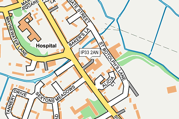 IP33 2AN map - OS OpenMap – Local (Ordnance Survey)