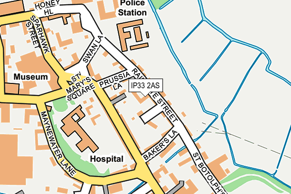 IP33 2AS map - OS OpenMap – Local (Ordnance Survey)