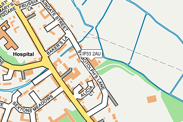 IP33 2AU map - OS OpenMap – Local (Ordnance Survey)