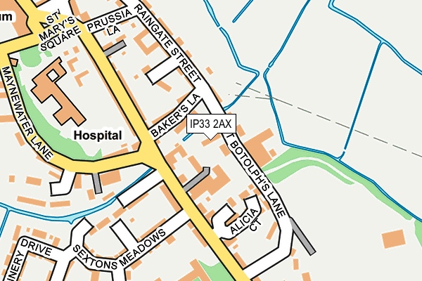 IP33 2AX map - OS OpenMap – Local (Ordnance Survey)