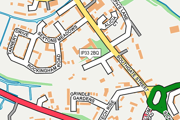 IP33 2BQ map - OS OpenMap – Local (Ordnance Survey)