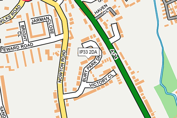 IP33 2DA map - OS OpenMap – Local (Ordnance Survey)