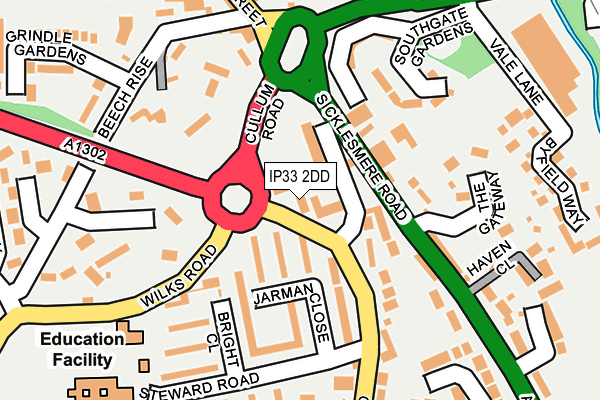 IP33 2DD map - OS OpenMap – Local (Ordnance Survey)