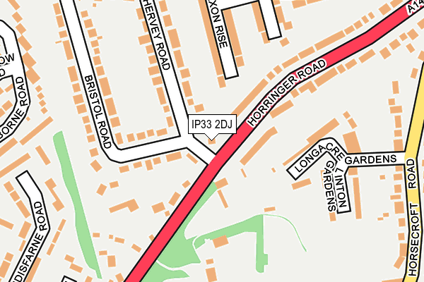 IP33 2DJ map - OS OpenMap – Local (Ordnance Survey)