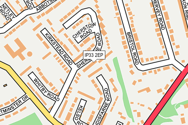 IP33 2EP map - OS OpenMap – Local (Ordnance Survey)