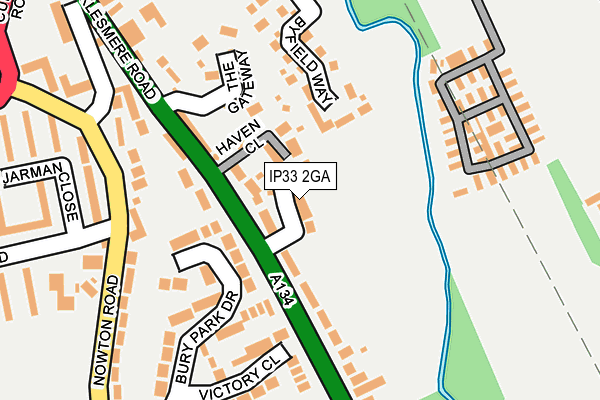 IP33 2GA map - OS OpenMap – Local (Ordnance Survey)