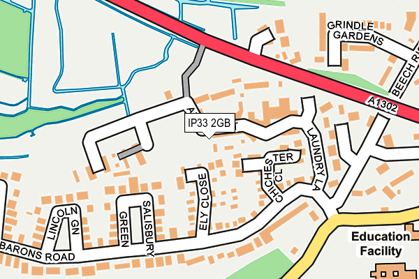 IP33 2GB map - OS OpenMap – Local (Ordnance Survey)