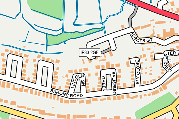 IP33 2GF map - OS OpenMap – Local (Ordnance Survey)