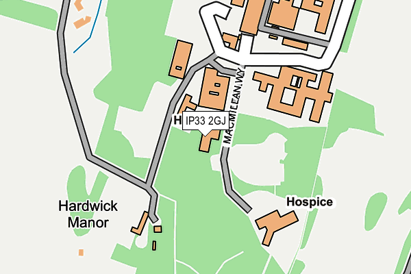 IP33 2GJ map - OS OpenMap – Local (Ordnance Survey)