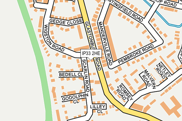 IP33 2HE map - OS OpenMap – Local (Ordnance Survey)