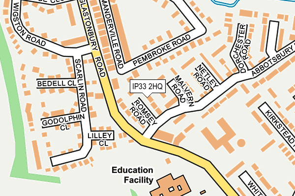 IP33 2HQ map - OS OpenMap – Local (Ordnance Survey)